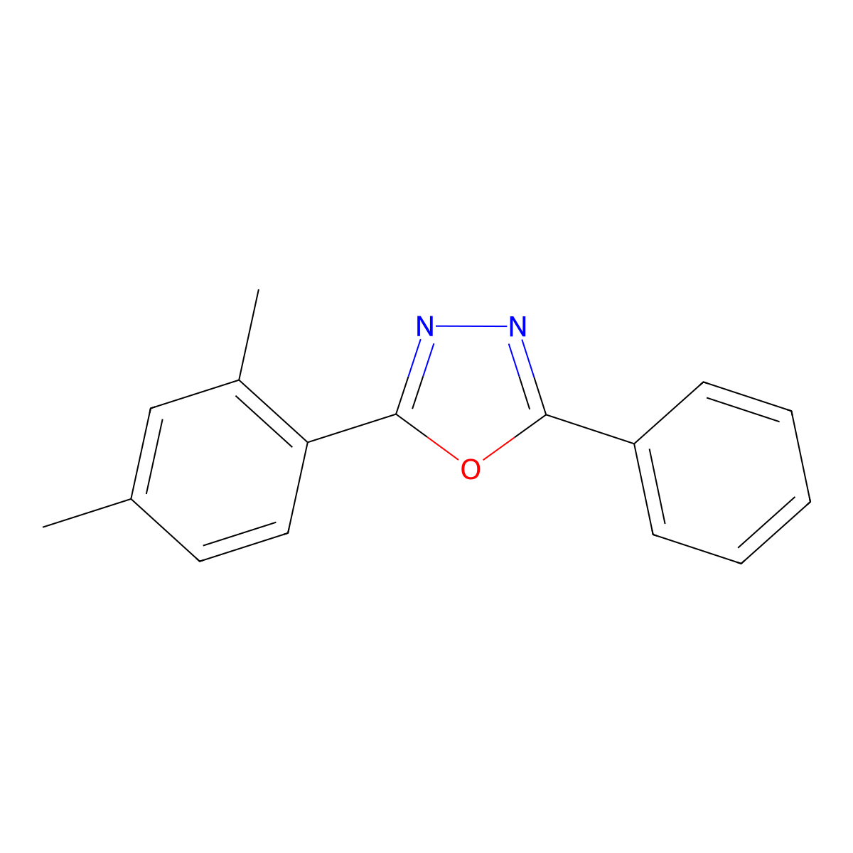 2-(2,4-Dimethyl-phenyl)-5-phenyl-(1,3,4)oxadiazole molecular structure, CAS 162892-52-6