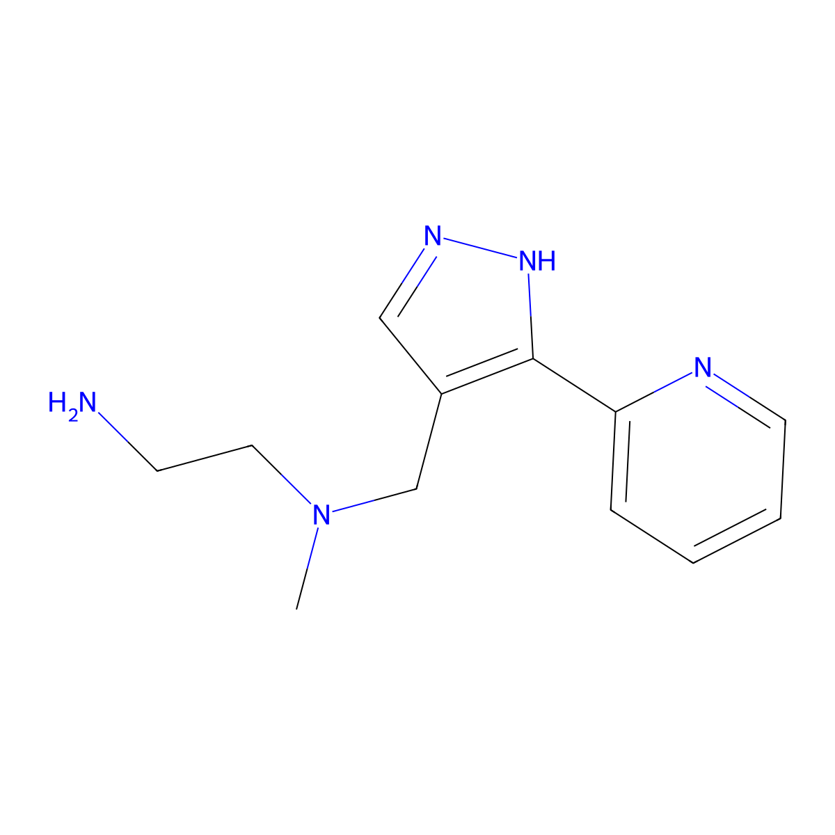 N1-Methyl-N1-((3-(pyridin-2-yl)-1H-pyrazol-4-yl)methyl)ethane-1,2-diamine molecular structure, CAS 1628921-67-4