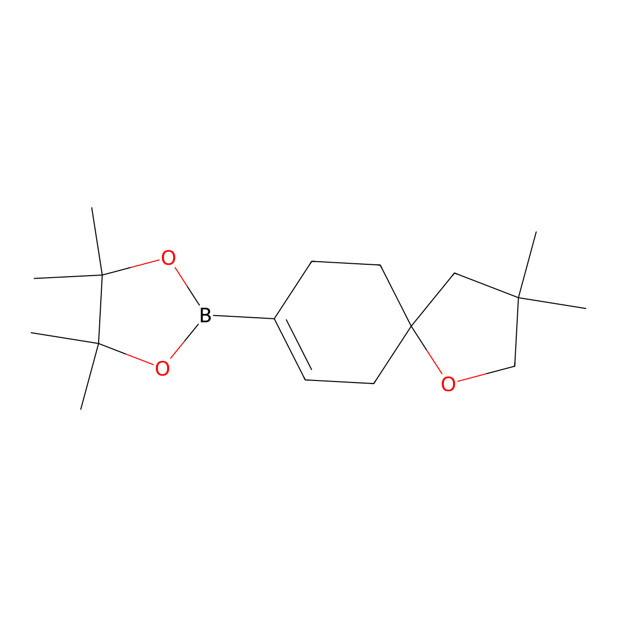 2-(3,3-Dimethyl-1-oxaspiro[4.5]dec-7-en-8-yl)-4,4,5,5-tetramethyl-1,3,2-dioxaborolane molecular structure, CAS 1628927-26-3