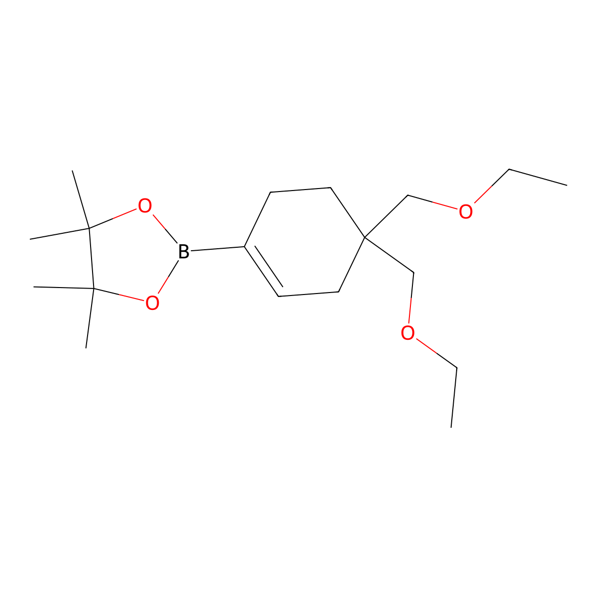 2-(4,4-bis(Ethoxymethyl)cyclohex-1-en-1-yl)-4,4,5,5-tetramethyl-1,3,2-dioxaborolane molecular structure, CAS 1628927-33-2