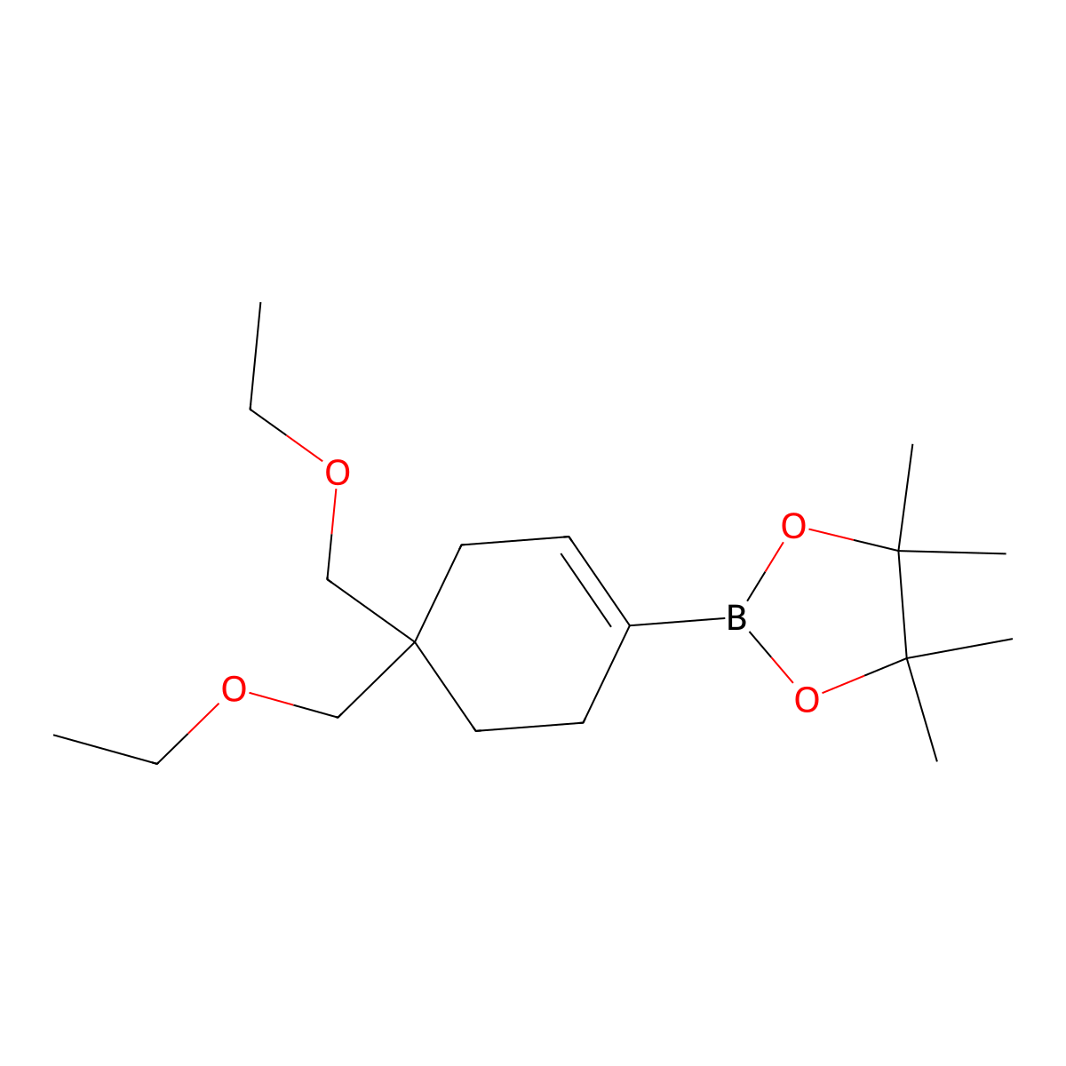 2-(4,4-bis(Ethoxymethyl)cyclohex-1-en-1-yl)-4,4,5,5-tetramethyl-1,3,2-dioxaborolane molecular structure, CAS 1628927-33-2