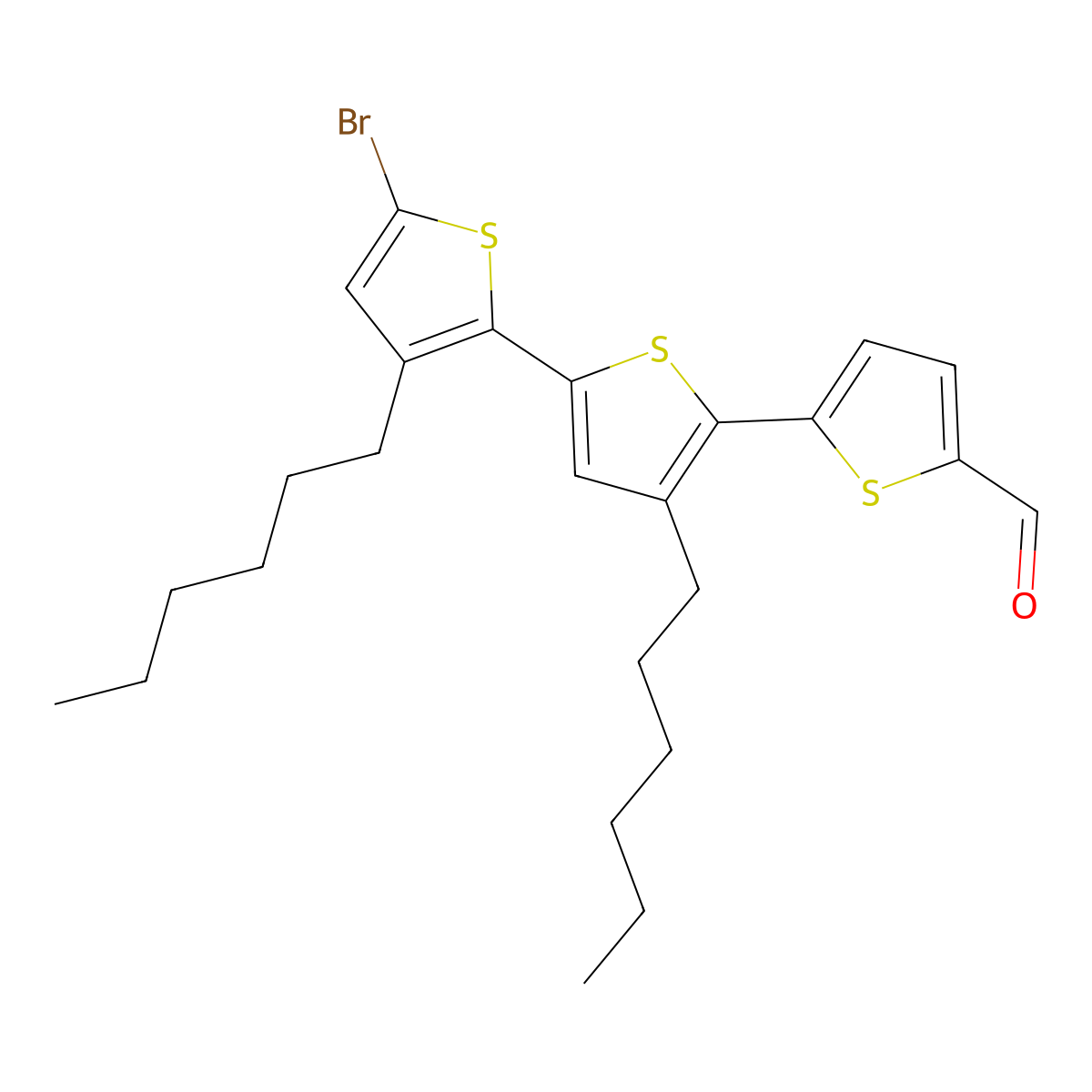 5''-Bromo-3',3''-dihexyl-[2,2':5',2''-terthiophene]-5-carbaldehyde molecular structure, CAS 1628940-31-7
