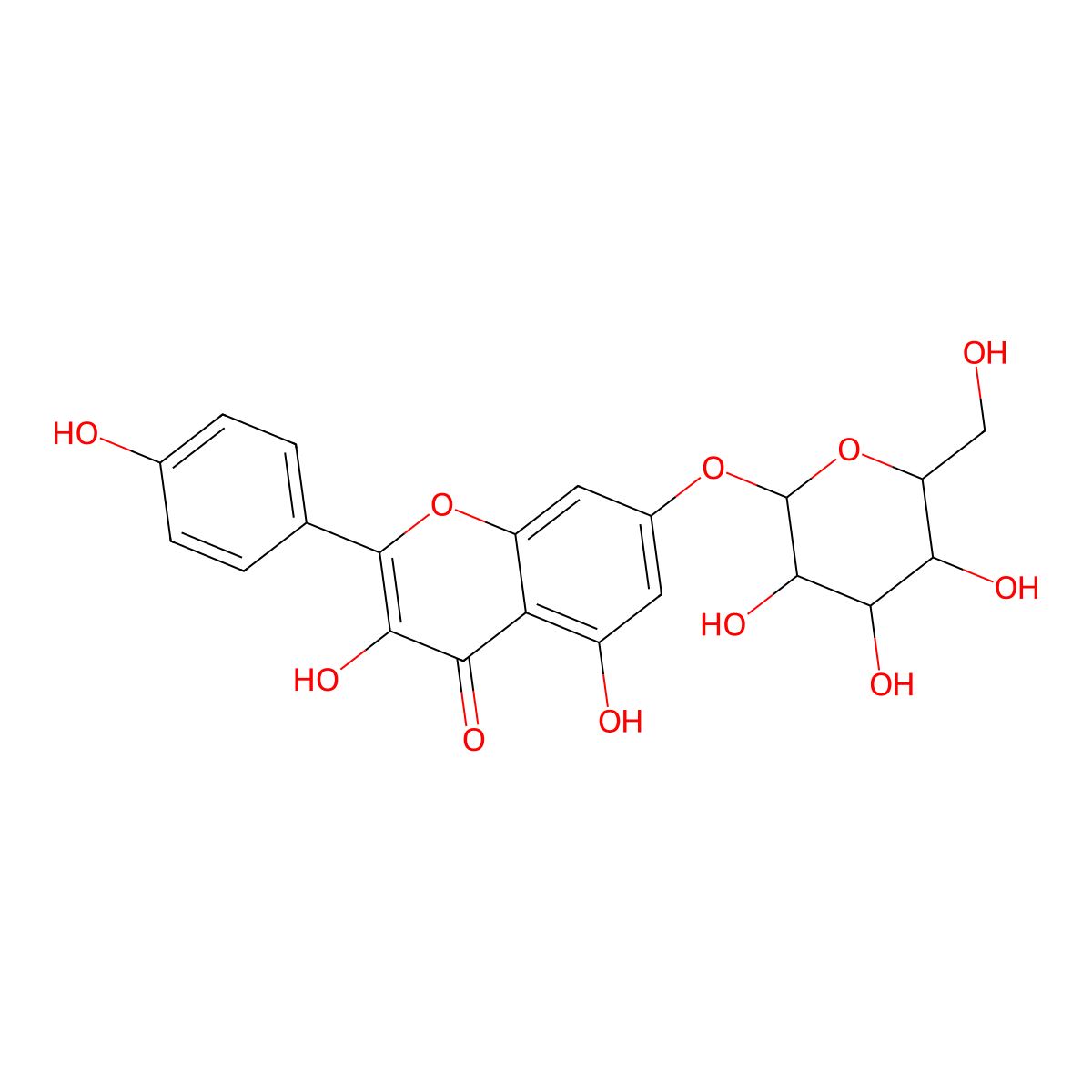 kaempferol 7-O-glucoside molecular structure, CAS 16290-07-6