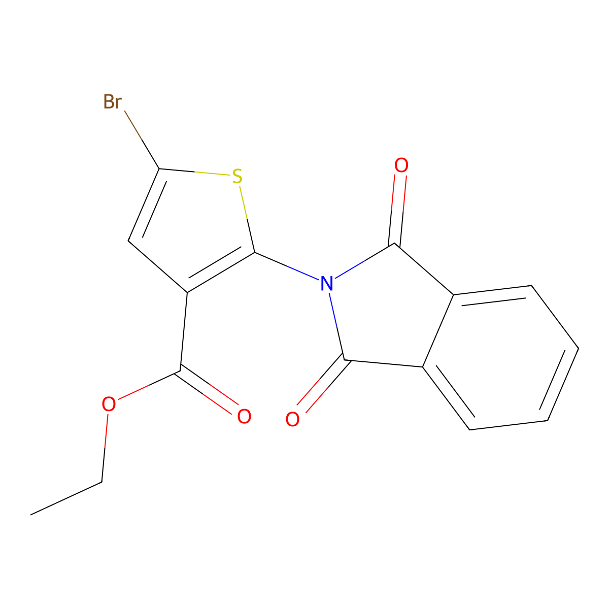 Ethyl 5-bromo-2-(1,3-dioxoisoindolin-2-yl)thiophene-3-carboxylate molecular structure, CAS 1629013-79-1