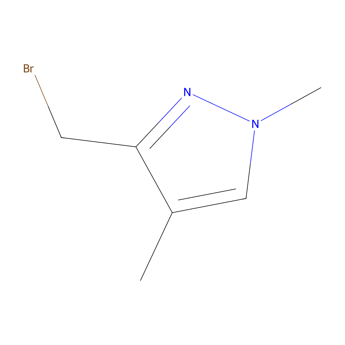 3-(bromomethyl)-1,4-dimethyl-1H-pyrazole molecular structure, CAS 1629014-05-6
