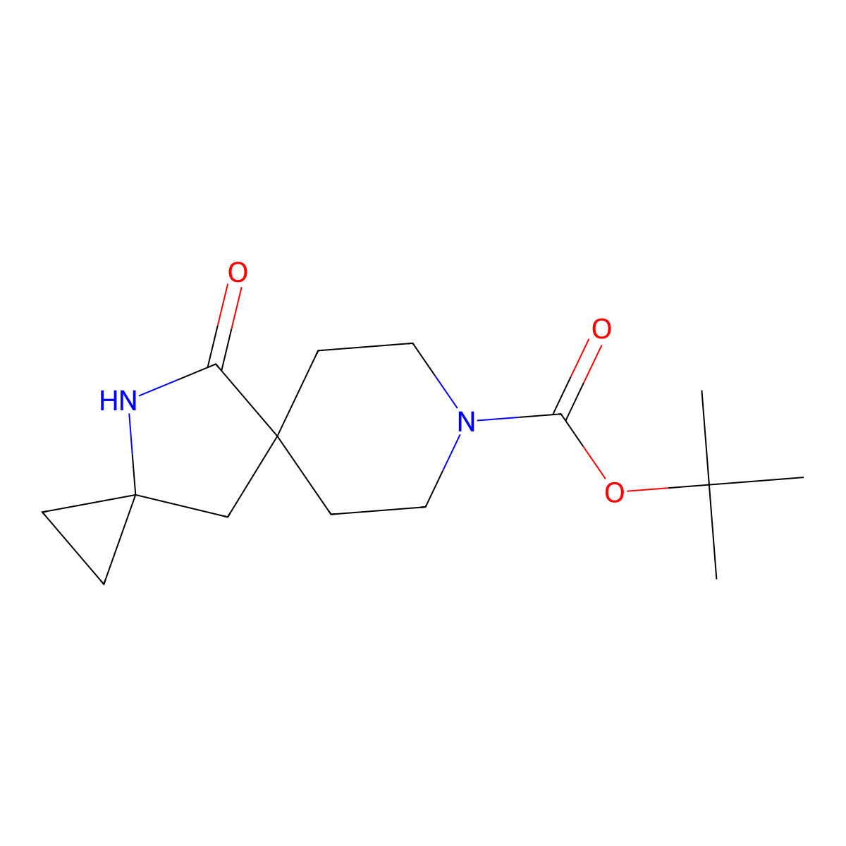 Tert-butyl 11-oxo-8,12-diazadispiro[2.1.5^{5}.2^{3}]dodecane-8-carboxylate molecular structure, CAS 1629047-48-8