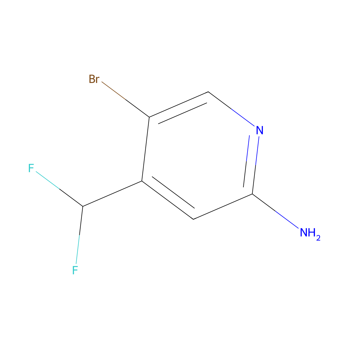 5-Bromo-4-(difluoromethyl)pyridin-2-amine molecular structure, CAS 1629048-24-3