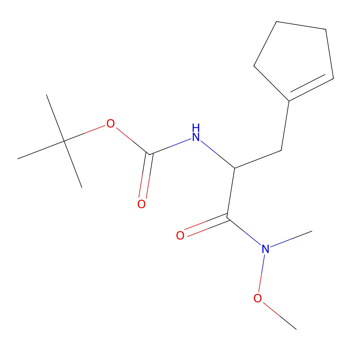tert-butyl N-[(2S)-3-(cyclopenten-1-yl)-1-[methoxy(methyl)amino]-1-oxopropan-2-yl]carbamate molecular structure, CAS 1629053-88-8
