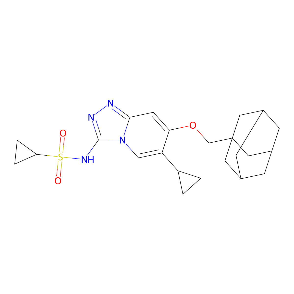 N-[7-(1-adamantylmethoxy)-6-cyclopropyl-[1,2,4]triazolo[4,3-a]pyridin-3-yl]cyclopropanesulfonamide molecular structure, CAS 1629063-81-5