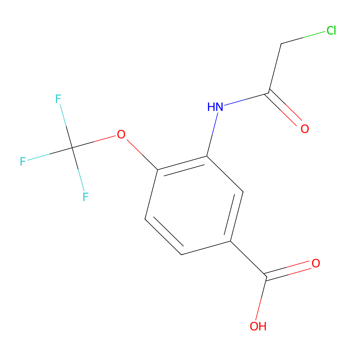 3-[(Chloroacetyl)amino]-4-(trifluoromethoxy)benzoic acid molecular structure, CAS 1629089-09-3