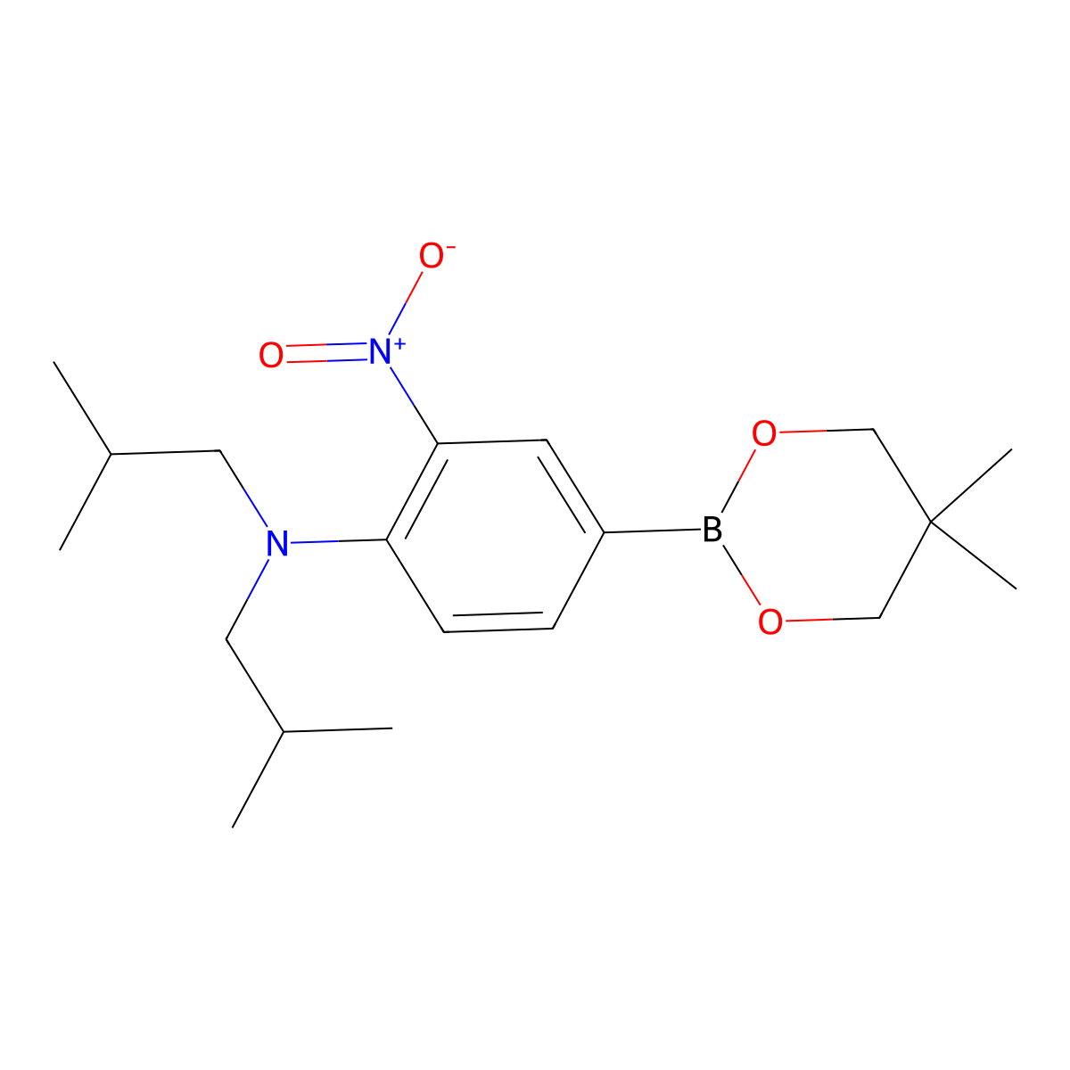 4-(5,5-dimethyl-1,3,2-dioxaborinan-2-yl)-N,N-diisobutyl-2-nitroaniline molecular structure, CAS 1629125-73-0