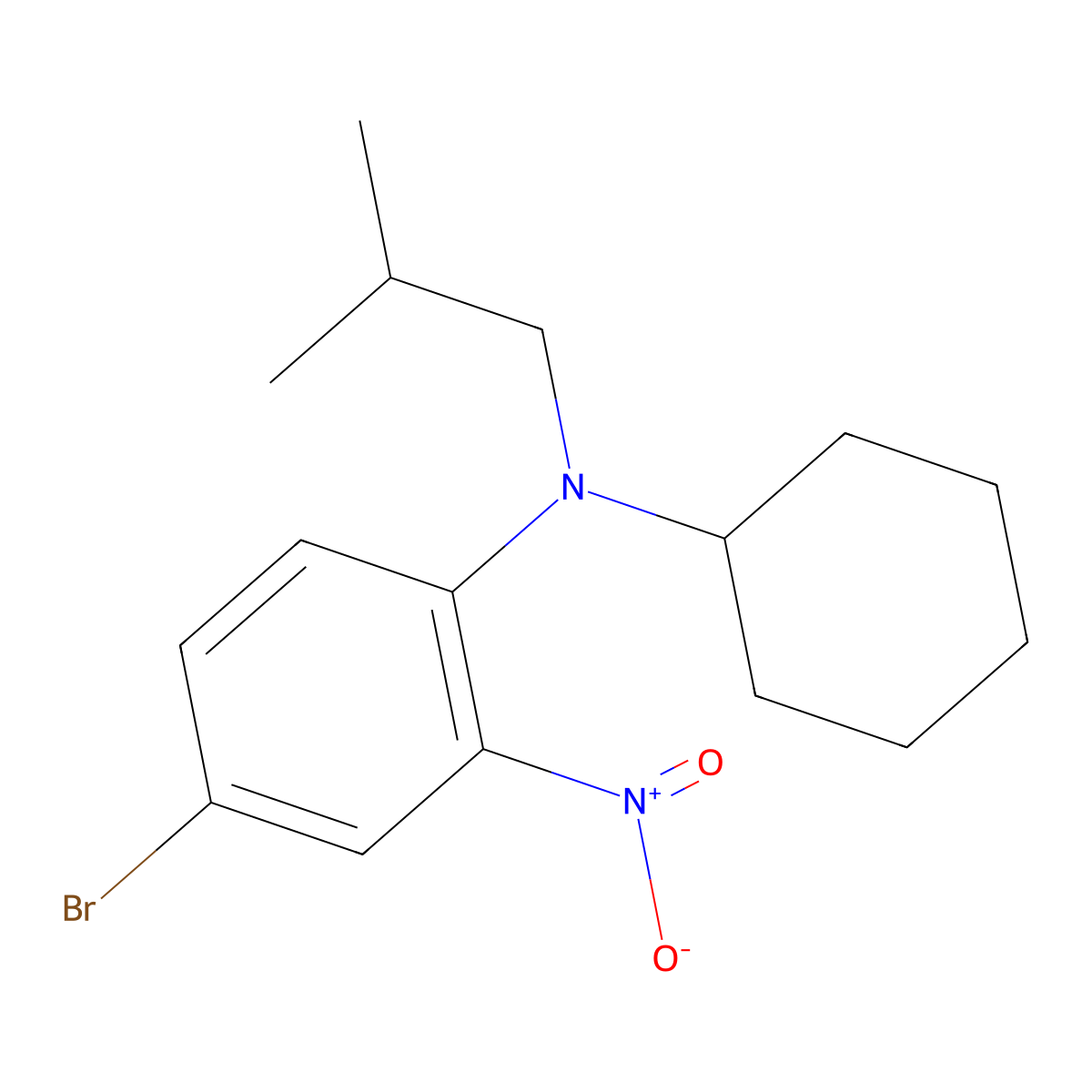 4-bromo-N-cyclohexyl-N-(2-methylpropyl)-2-nitroaniline molecular structure, CAS 1629126-39-1