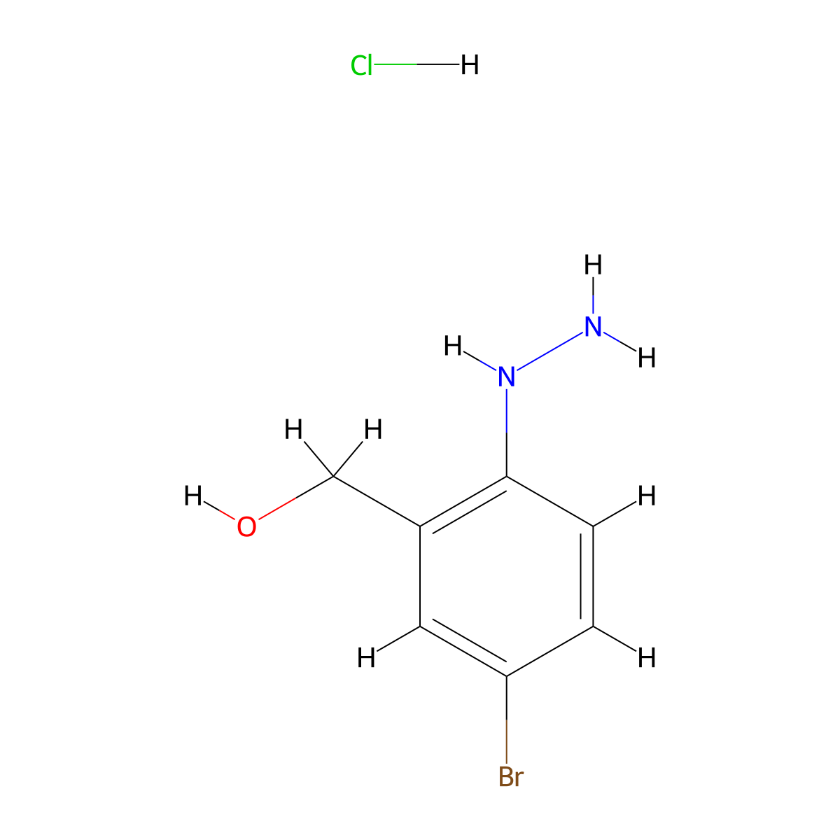 (5-Bromo-2-hydrazinylphenyl)methanol hydrochloride molecular structure, CAS 1629134-48-0