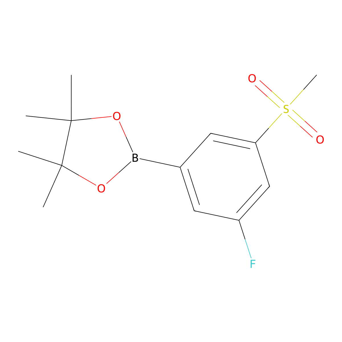 2-(3-Fluoro-5-(methylsulfonyl)phenyl)-4,4,5,5-tetramethyl-1,3,2-dioxaborolane molecular structure, CAS 1629134-61-7