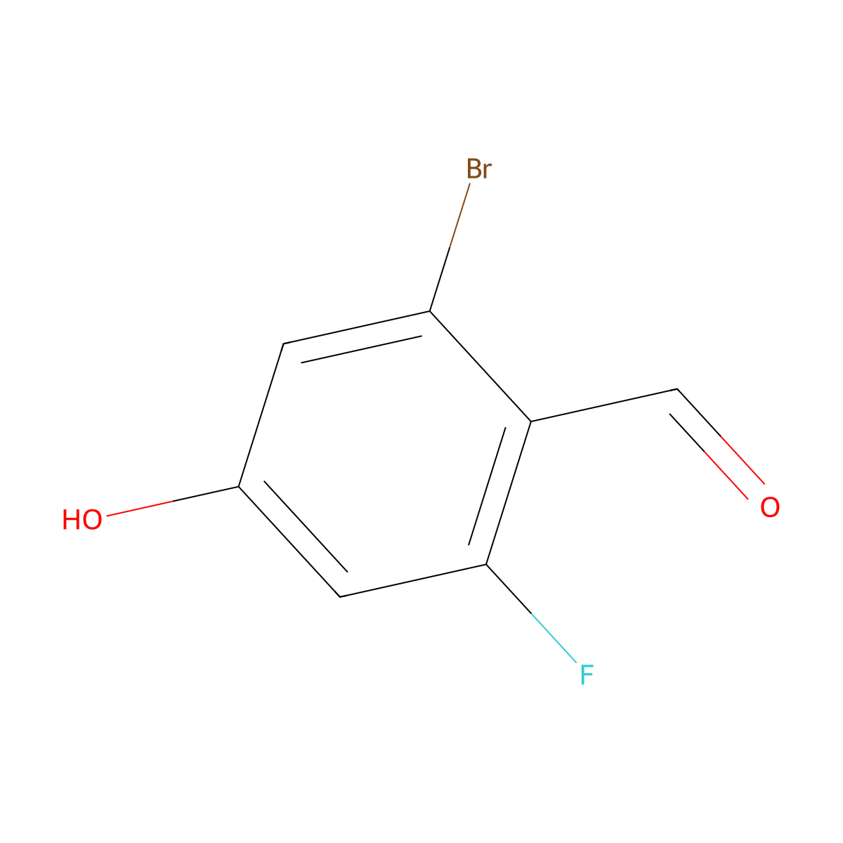 2-Bromo-6-fluoro-4-hydroxybenzaldehyde molecular structure, CAS 1629141-29-2