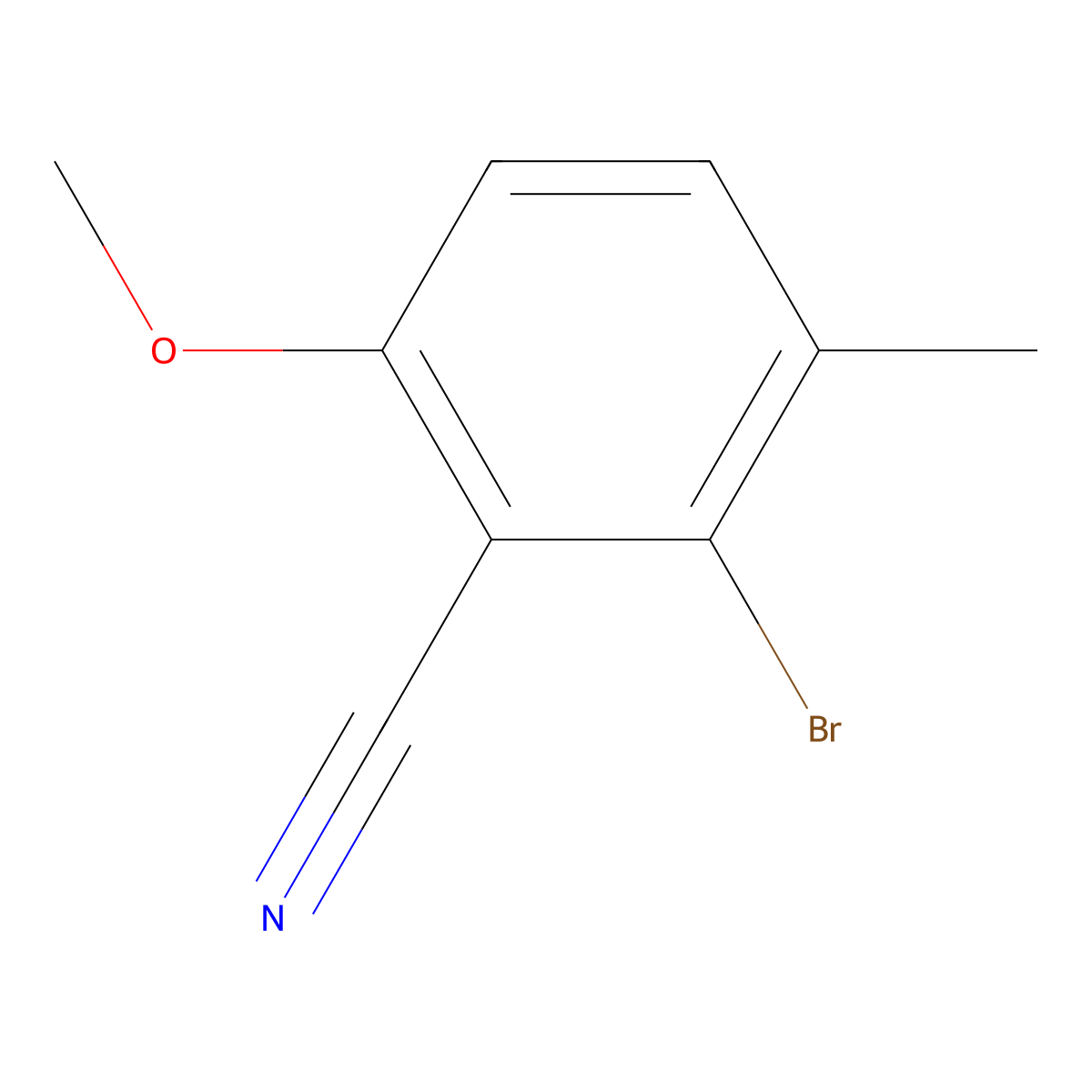2-Bromo-6-methoxy-3-methylbenzonitrile molecular structure, CAS 1629141-56-5