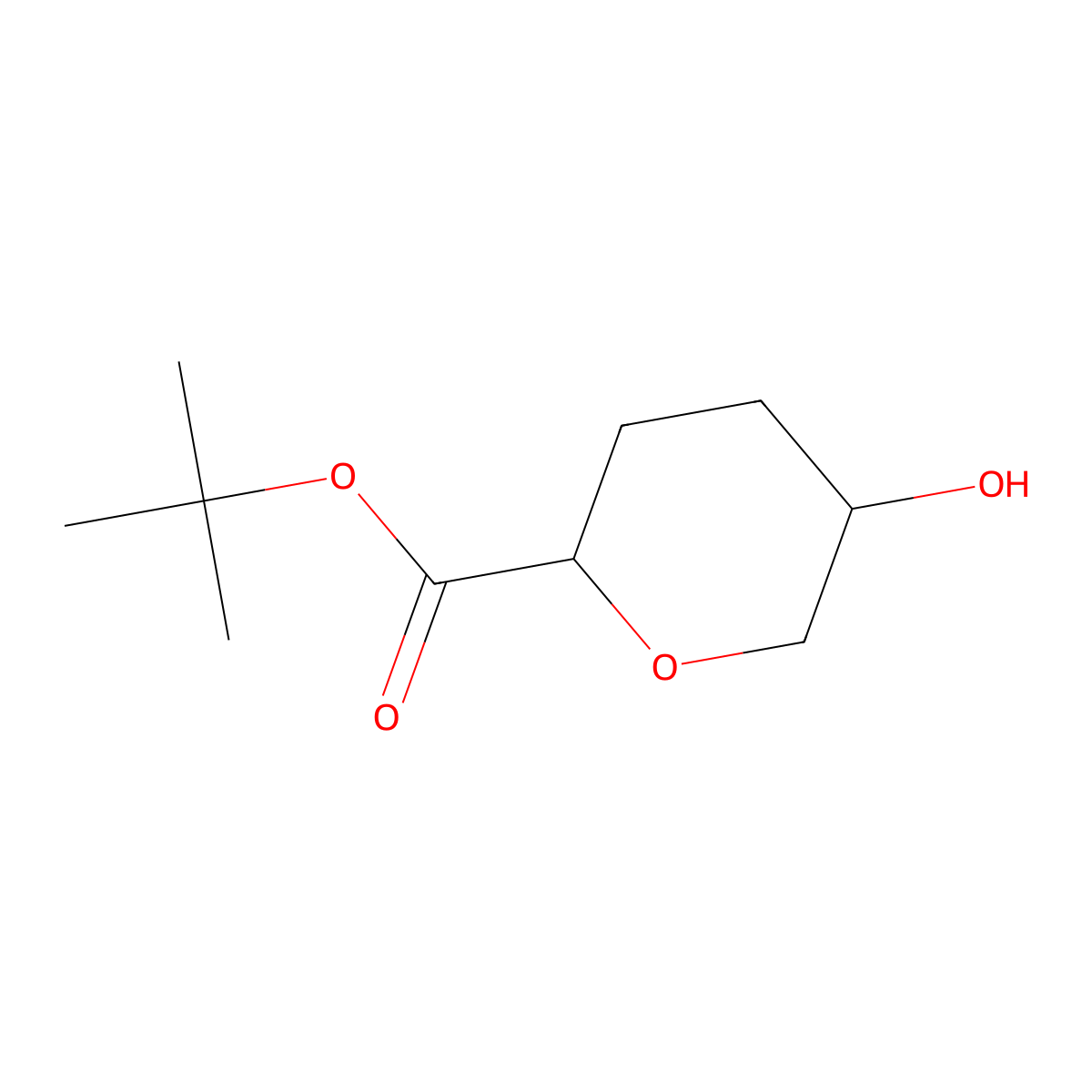 tert-butyl 5-hydroxytetrahydro-2H-pyran-2-carboxylate molecular structure, CAS 1629145-46-5