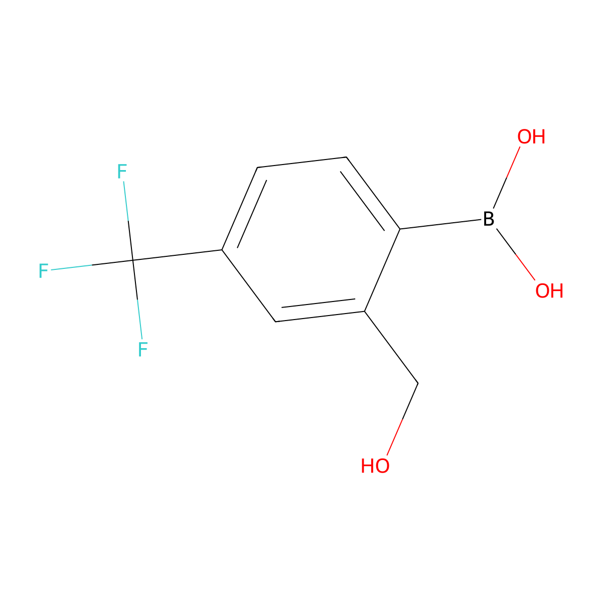2-(Hydroxymethyl)-4-(trifluoromethyl)phenylboronic acid molecular structure, CAS 1629148-48-6
