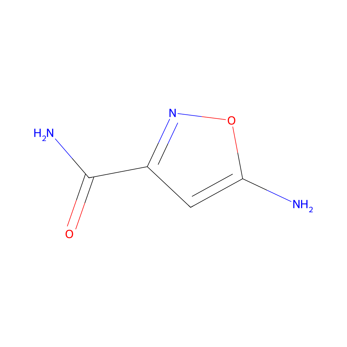 5-Amino-1,2-oxazole-3-carboxamide molecular structure, CAS 1629161-52-9