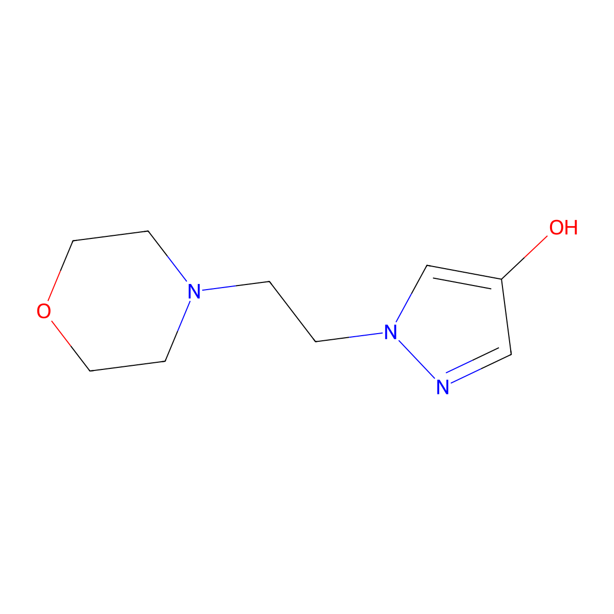 1-[2-(morpholin-4-yl)ethyl]-1H-pyrazol-4-ol molecular structure, CAS 1629171-85-2