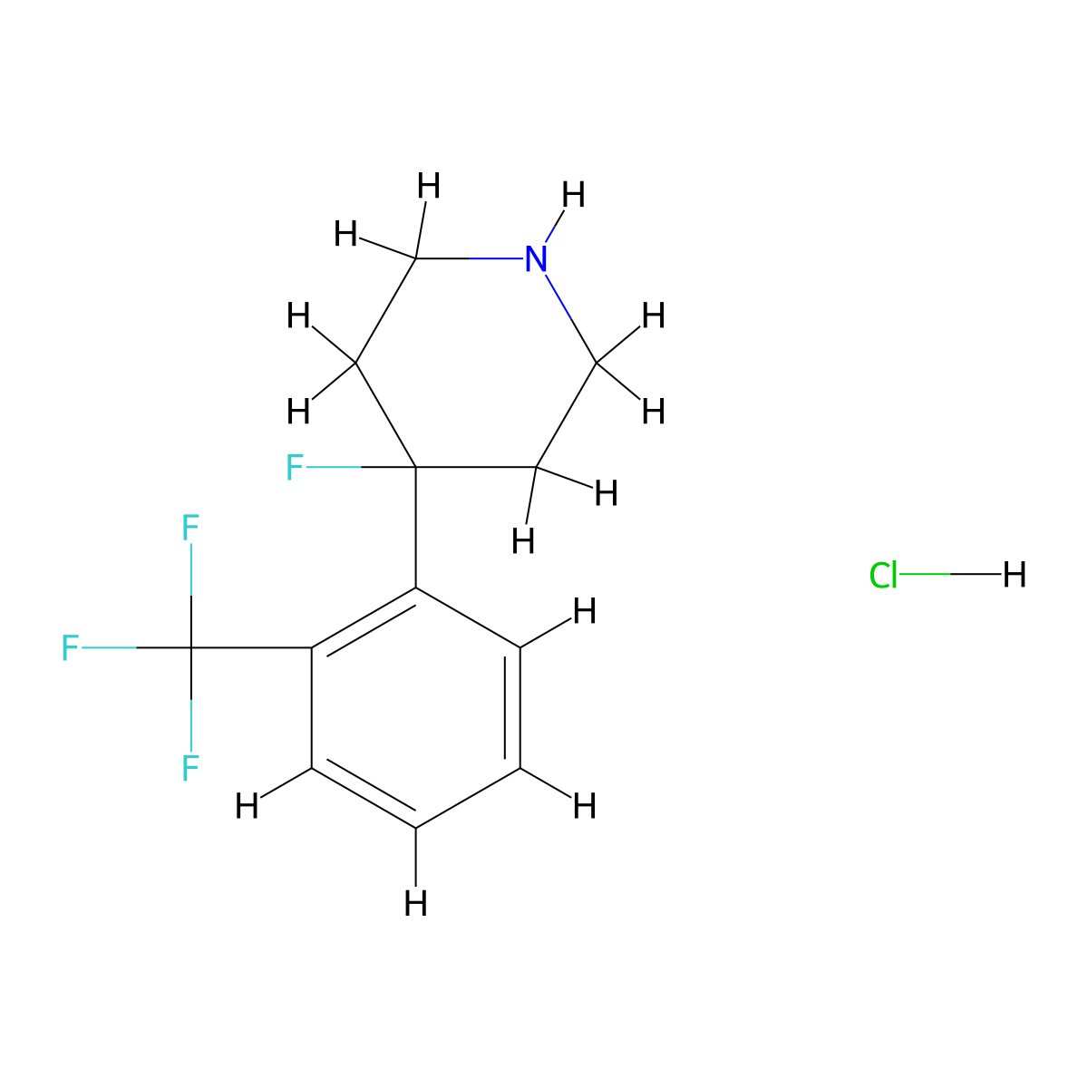 4-Fluoro-4-(2-(trifluoromethyl)phenyl)piperidine hydrochloride molecular structure, CAS 1629177-04-3