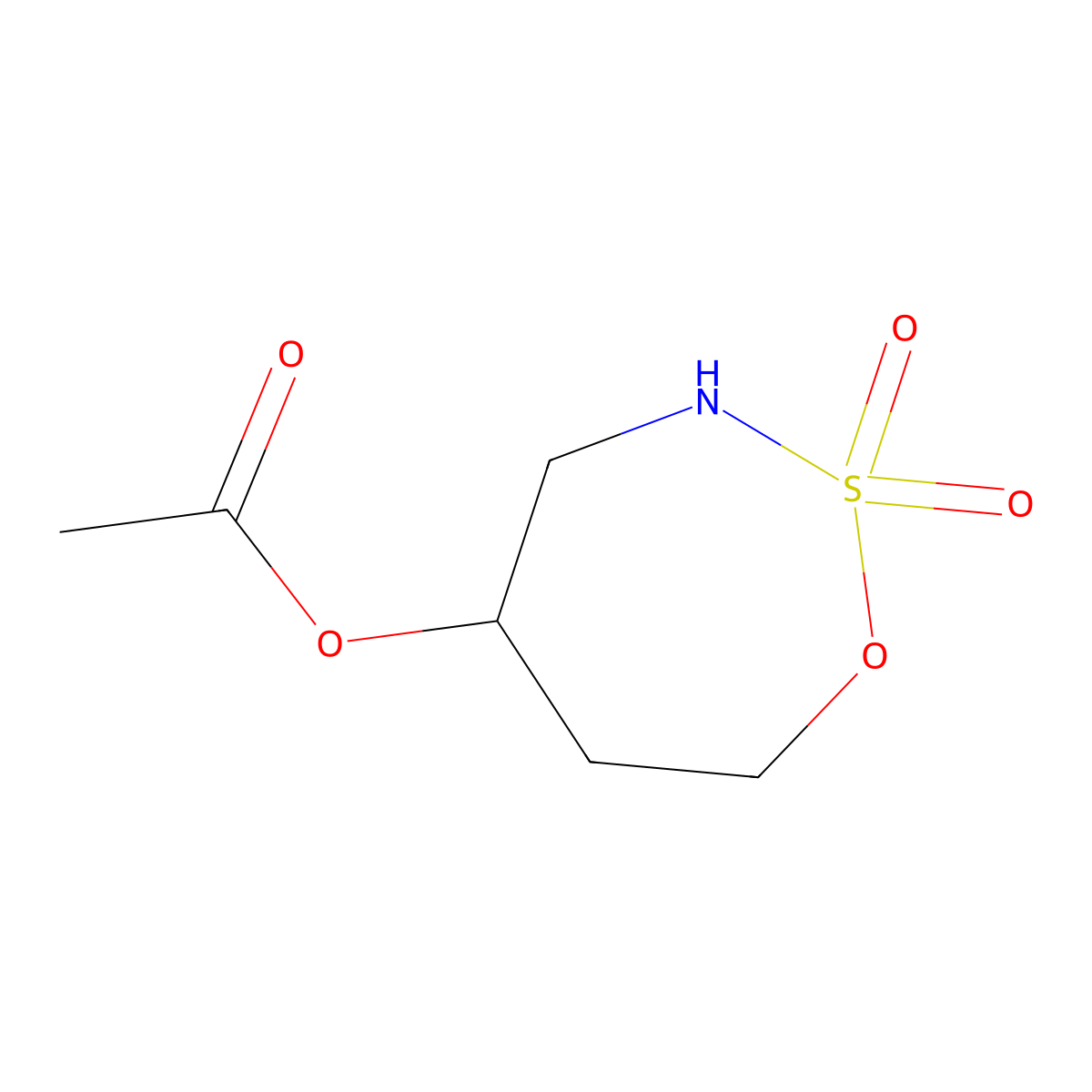 2,2-Dioxo-1,2lambda6,3-oxathiazepan-5-yl acetate molecular structure, CAS 1629189-06-5