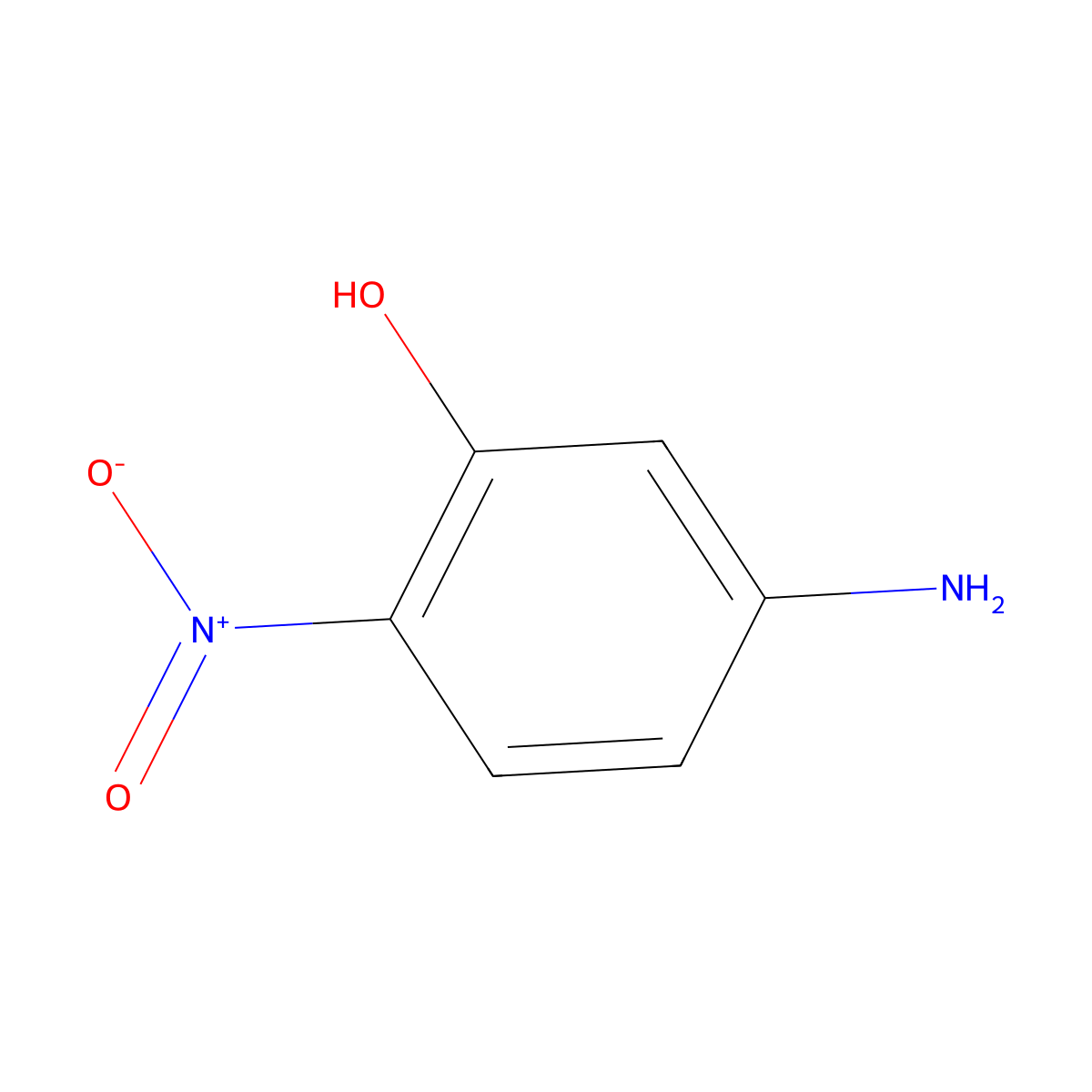 2-Nitro-5-aminophenol molecular structure, CAS 16292-86-7