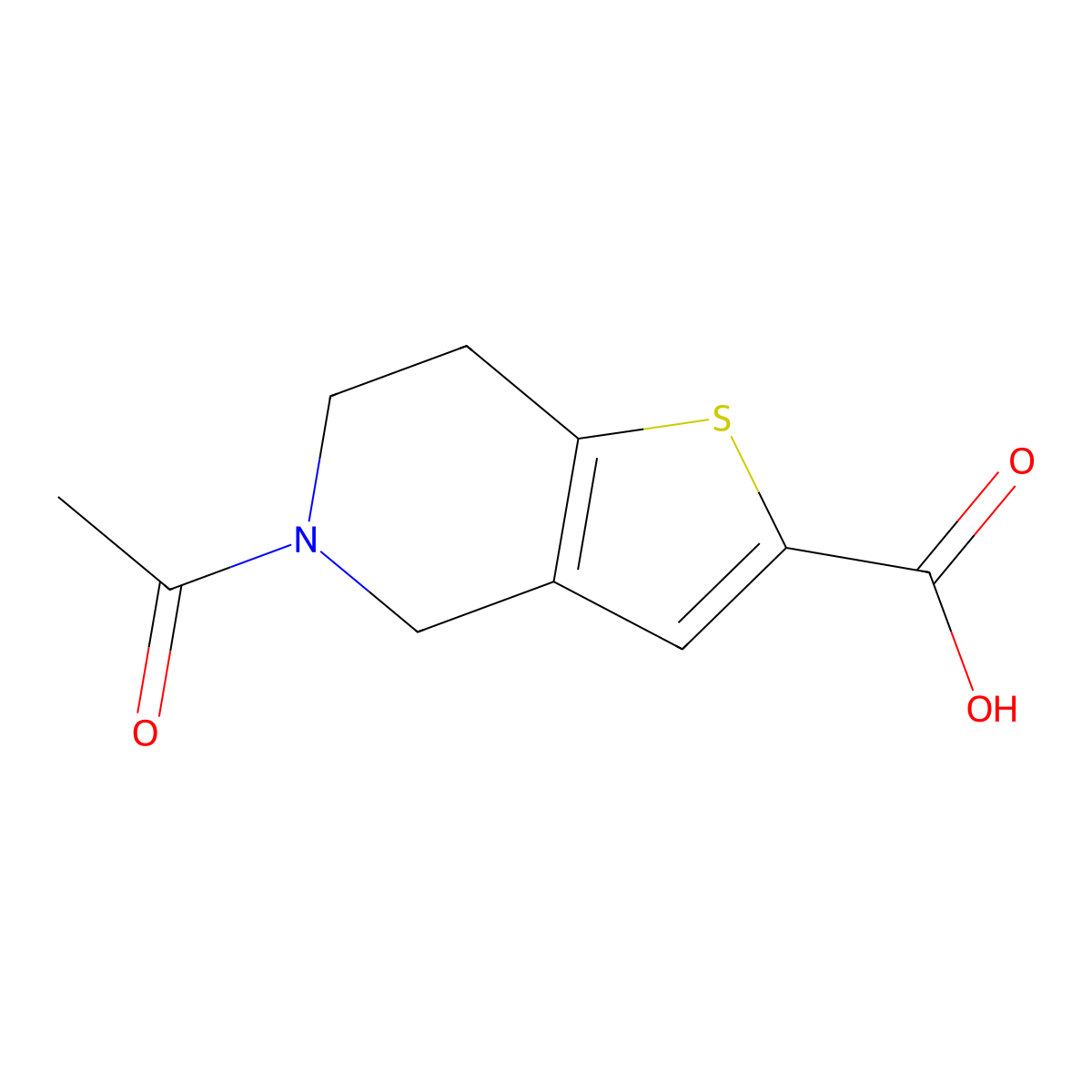 5-acetyl-4H,5H,6H,7H-thieno[3,2-c]pyridine-2-carboxylic acid molecular structure, CAS 162921-26-8