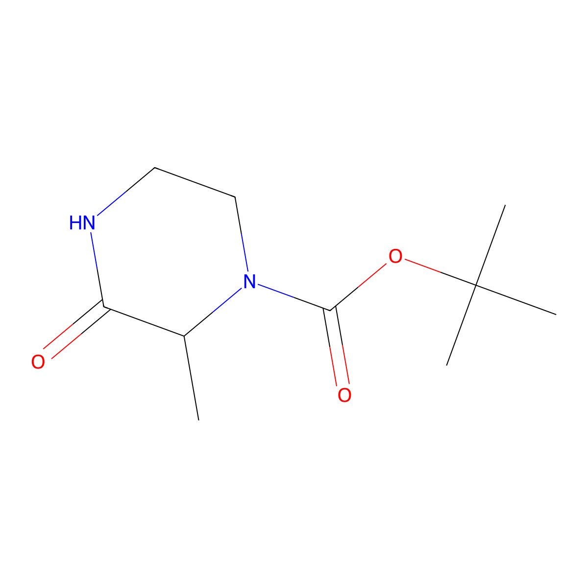 (R)-tert-Butyl 2-methyl-3-oxopiperazine-1-carboxylate molecular structure, CAS 1629229-82-8