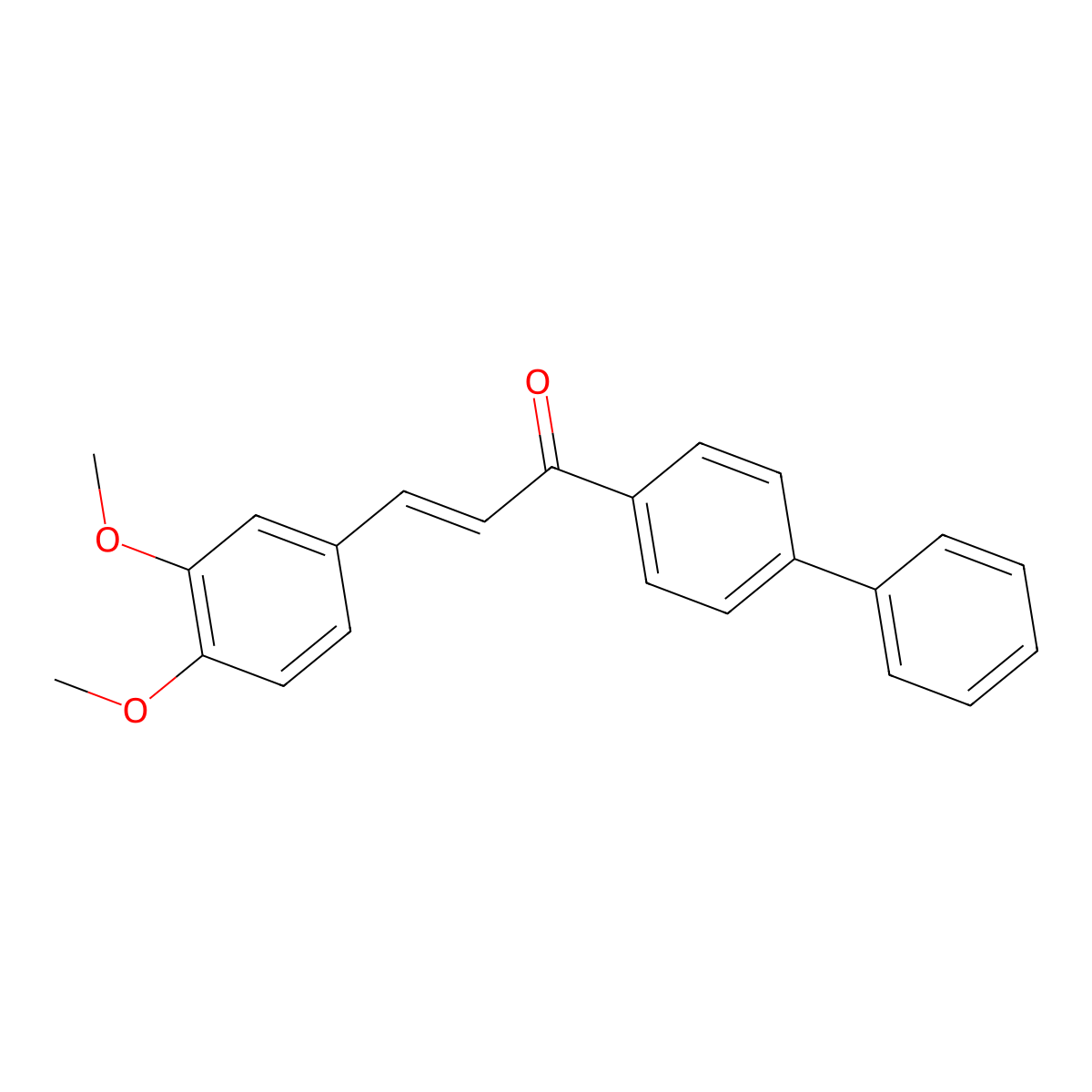 (E)-3-(3,4-dimethoxyphenyl)-1-(4-phenylphenyl)prop-2-en-1-one molecular structure, CAS 1629233-18-6