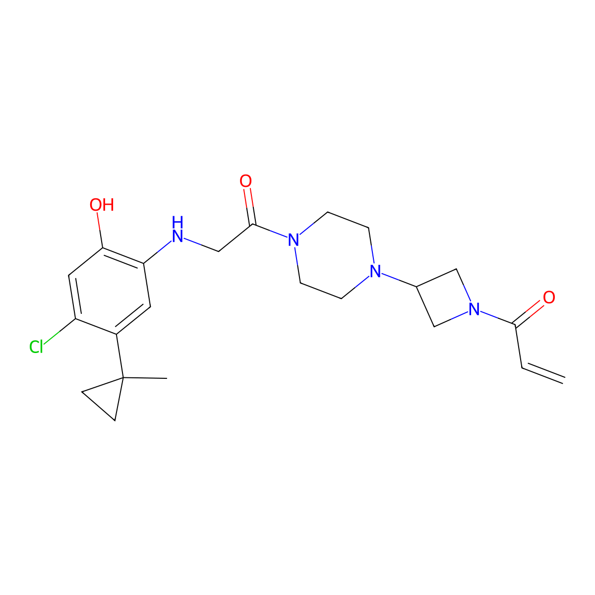 1-(3-(4-((4-Chloro-2-hydroxy-5-(1-methylcyclopropyl)phenyl)glycyl)piperazin-1-yl)azetidin-1-yl)prop-2-en-1-one molecular structure, CAS 1629268-00-3