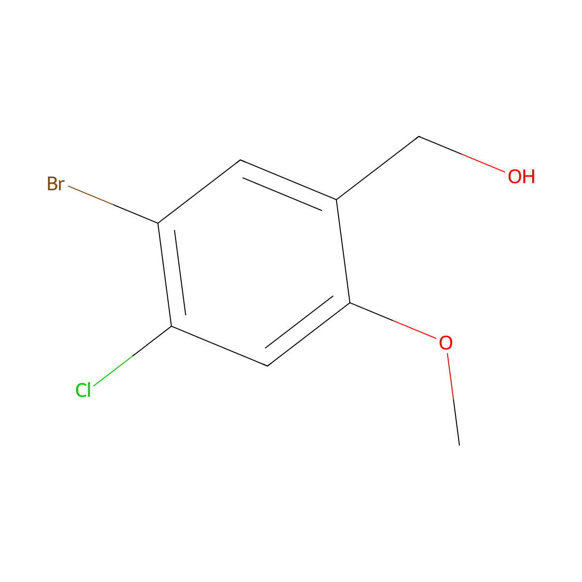 (5-Bromo-4-chloro-2-methoxyphenyl)methanol molecular structure, CAS 1629268-76-3