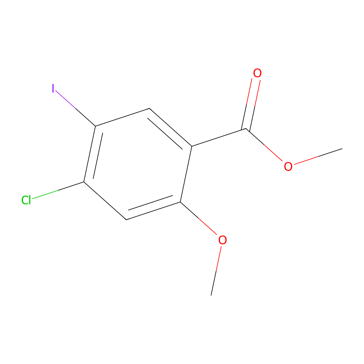 4-Chloro-5-iodo-2-methoxy-benzoic acid methyl ester molecular structure, CAS 1629269-31-3