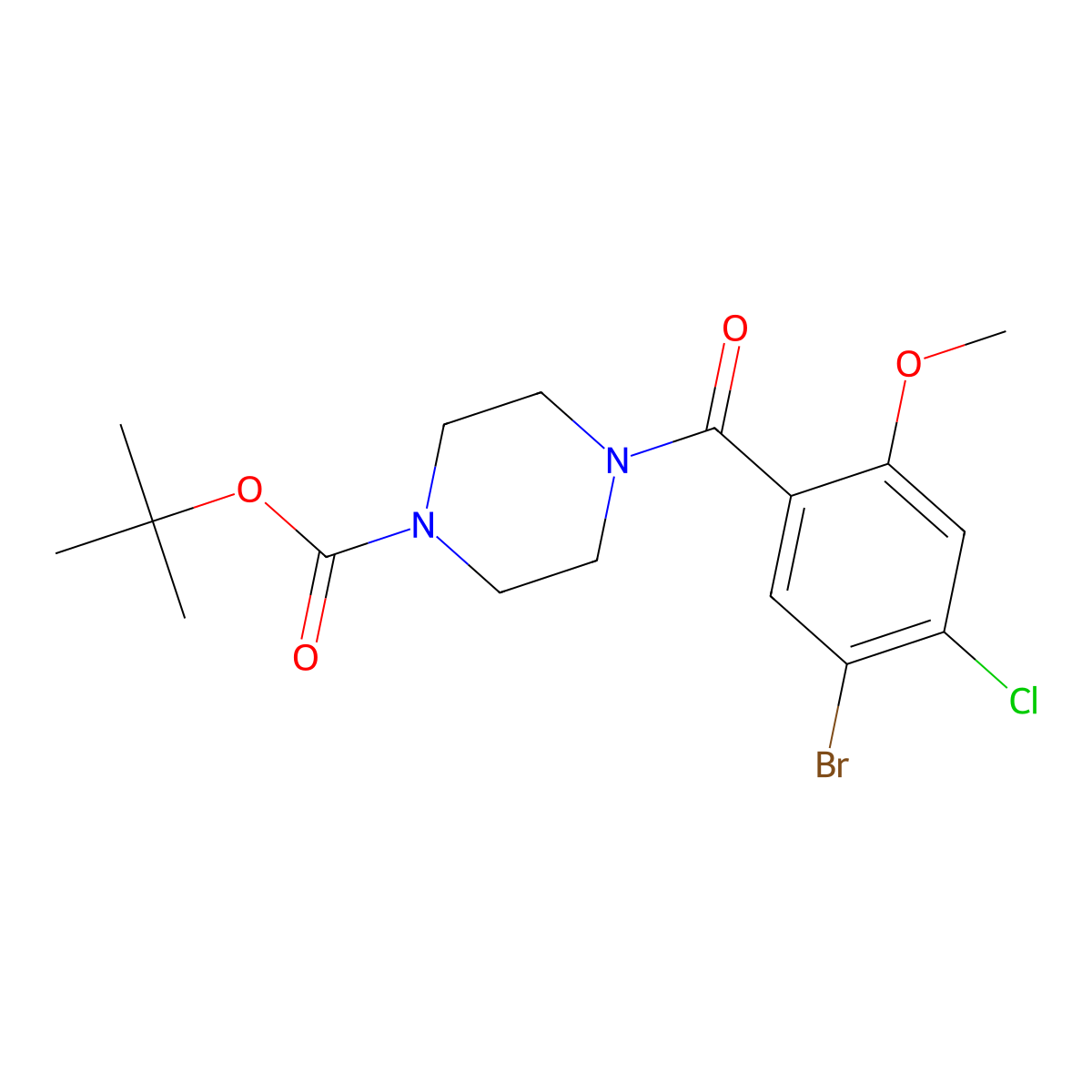 Tert-butyl 4-(5-bromo-4-chloro-2-methoxybenzoyl)piperazine-1-carboxylate molecular structure, CAS 1629269-59-5