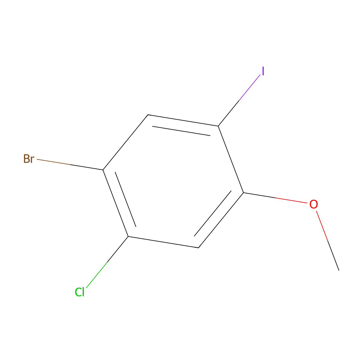 1-Bromo-2-chloro-5-iodo-4-methoxybenzene molecular structure, CAS 1629269-81-3