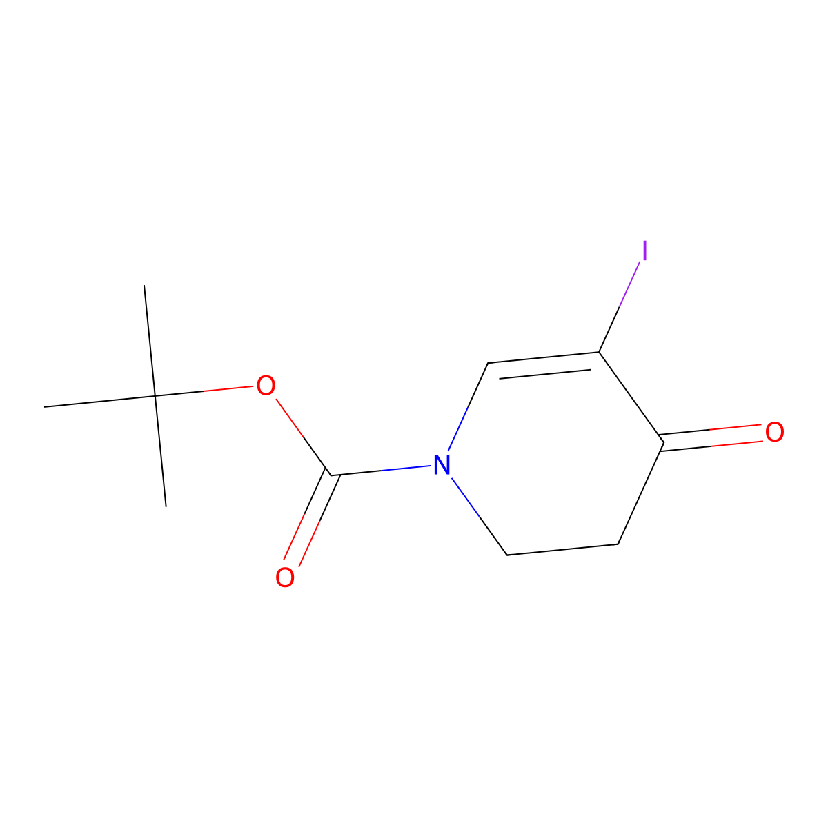 tert-Butyl 5-iodo-4-oxo-3,4-dihydropyridine-1(2H)-carboxylate molecular structure, CAS 1629276-60-3