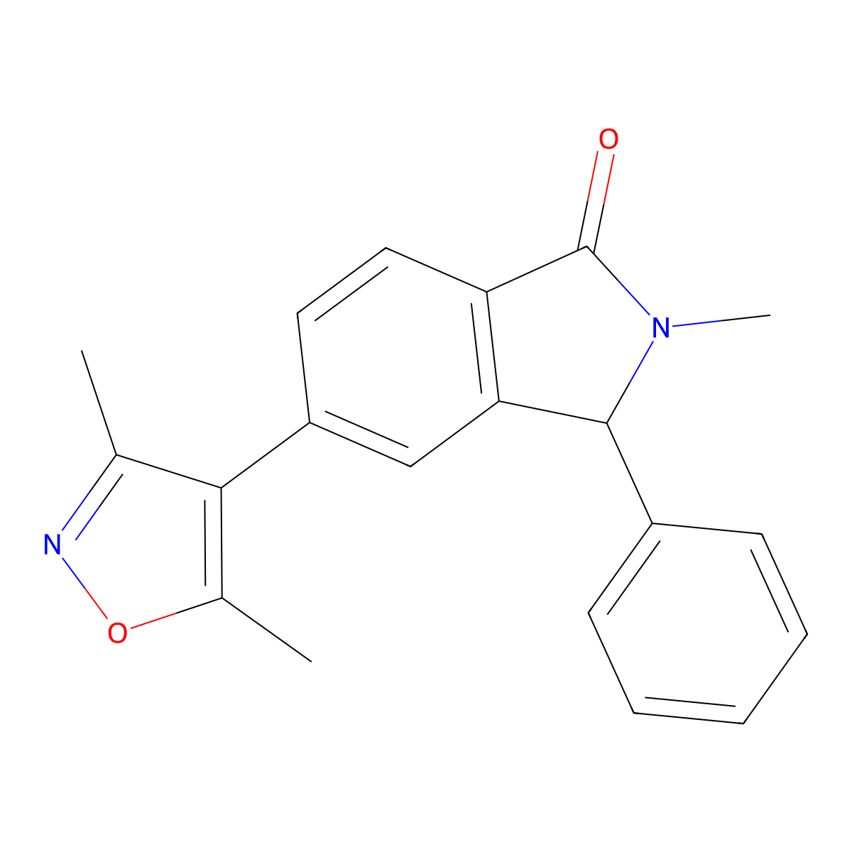 (3~{s})-5-(3,5-Dimethyl-1,2-Oxazol-4-Yl)-2-Methyl-3-Phenyl-3~{h}-Isoindol-1-One molecular structure, CAS 1629277-36-6