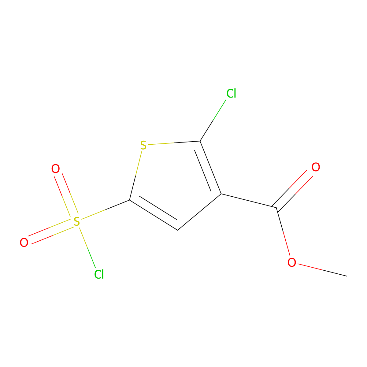 Methyl2-chloro-5-(chlorosulfonyl)thiophene-3-carboxylate molecular structure, CAS 1629319-10-3