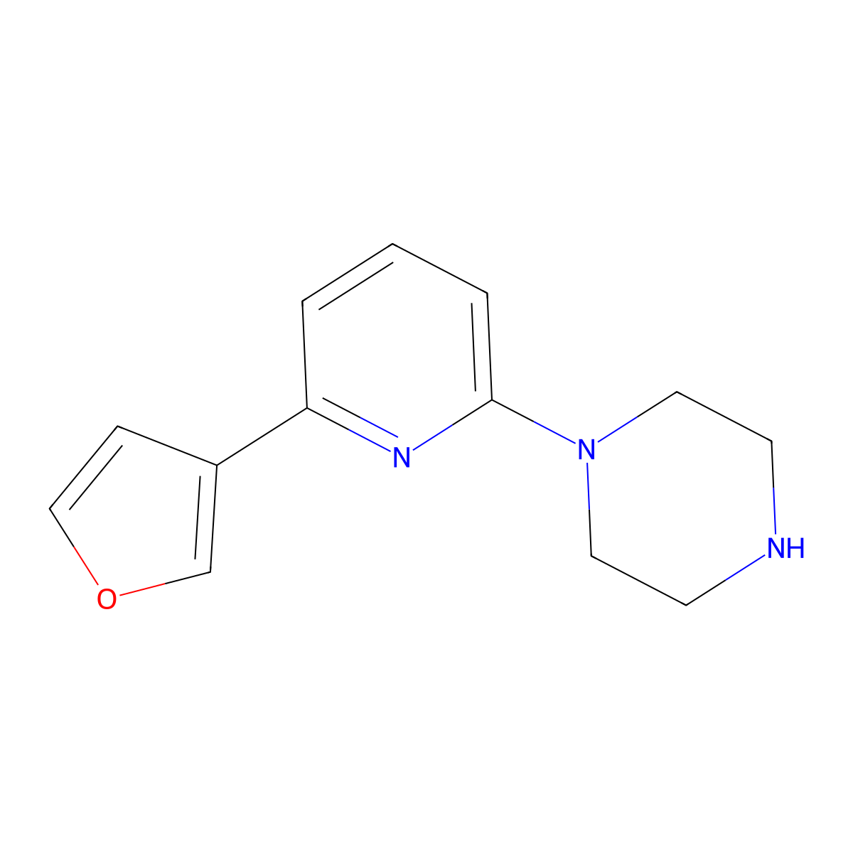 1-[6-(Furan-3-yl)pyridin-2-yl]piperazine molecular structure, CAS 1629366-03-5
