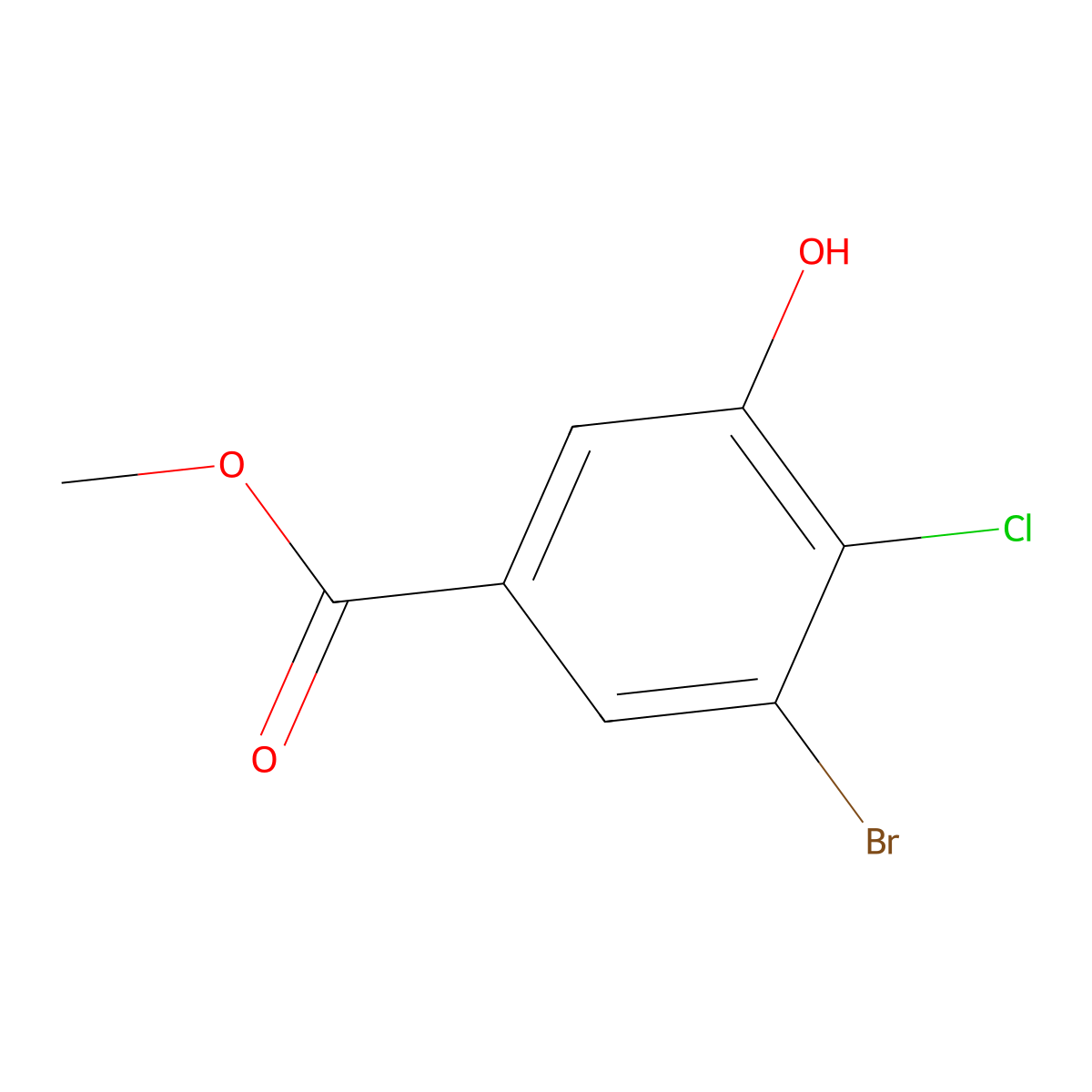Methyl 3-bromo-4-chloro-5-hydroxybenzoate molecular structure, CAS 1629376-58-4