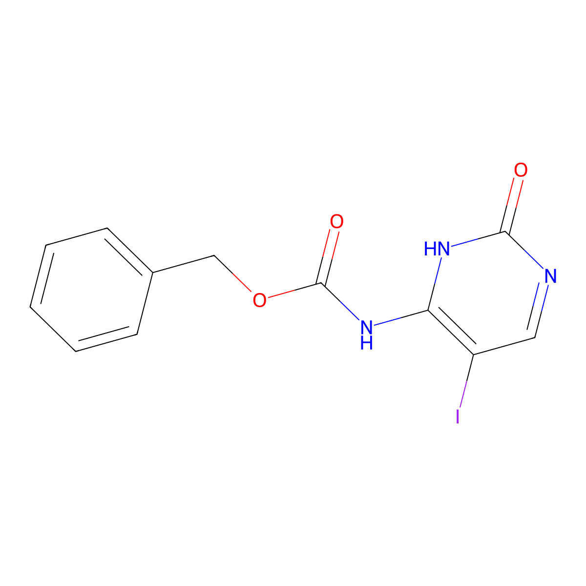benzyl N-(5-iodo-2-oxo-1,2-dihydropyrimidin-4-yl)carbamate molecular structure, CAS 1629455-68-0