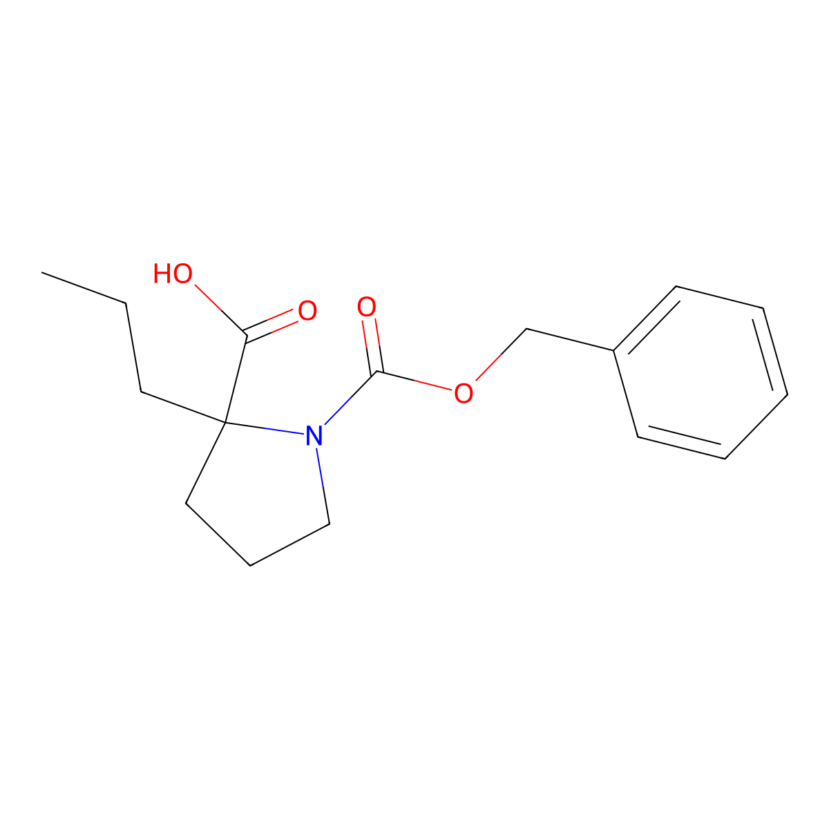 1-[(Benzyloxy)carbonyl]-2-propylpyrrolidine-2-carboxylic acid molecular structure, CAS 1629569-24-9