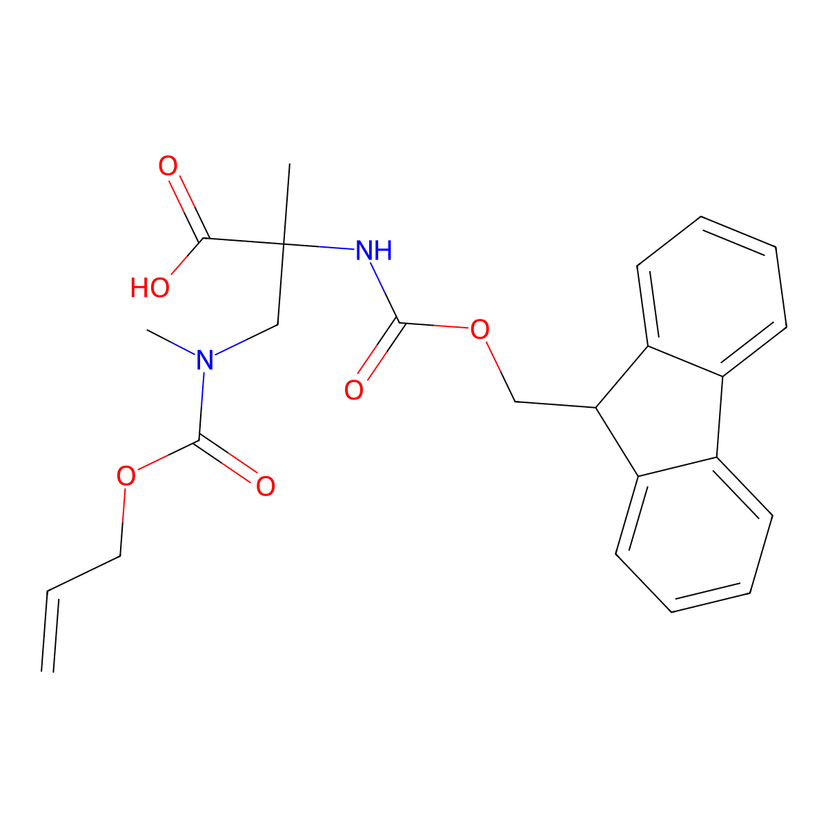 (S)-2-((((9H-Fluoren-9-yl)methoxy)carbonyl)amino)-3-(((allyloxy)carbonyl)(methyl)amino)-2-methylpropanoic acid molecular structure, CAS 1629579-46-9
