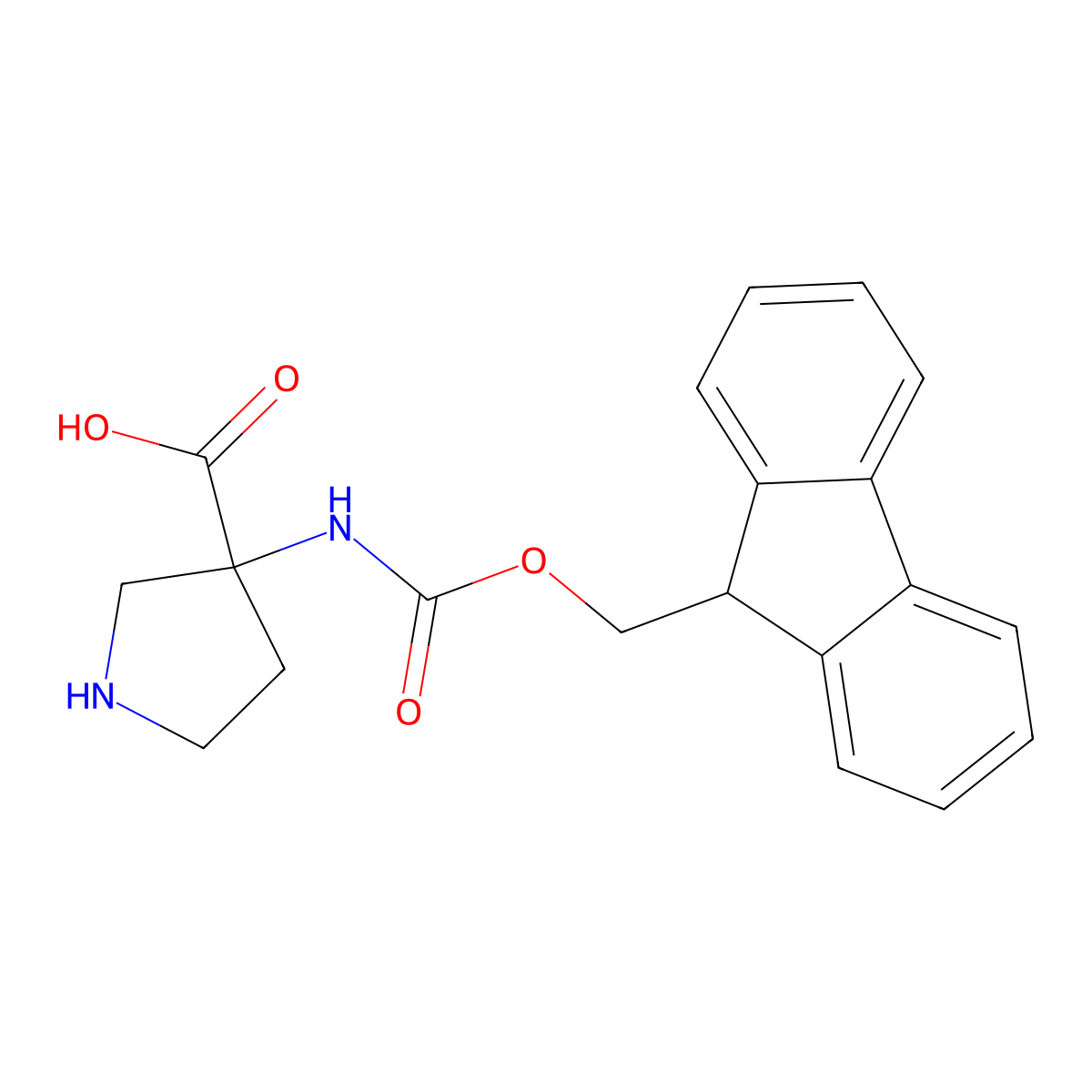 3-({[(9H-fluoren-9-yl)methoxy]carbonyl}amino)pyrrolidine-3-carboxylic acid molecular structure, CAS 1629579-48-1