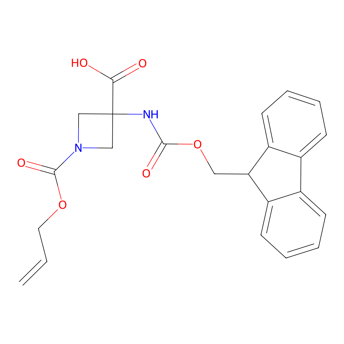 3-((((9H-Fluoren-9-YL)methoxy)carbonyl)amino)-1-((allyloxy)carbonyl)azetidine-3-carboxylic acid molecular structure, CAS 1629579-55-0