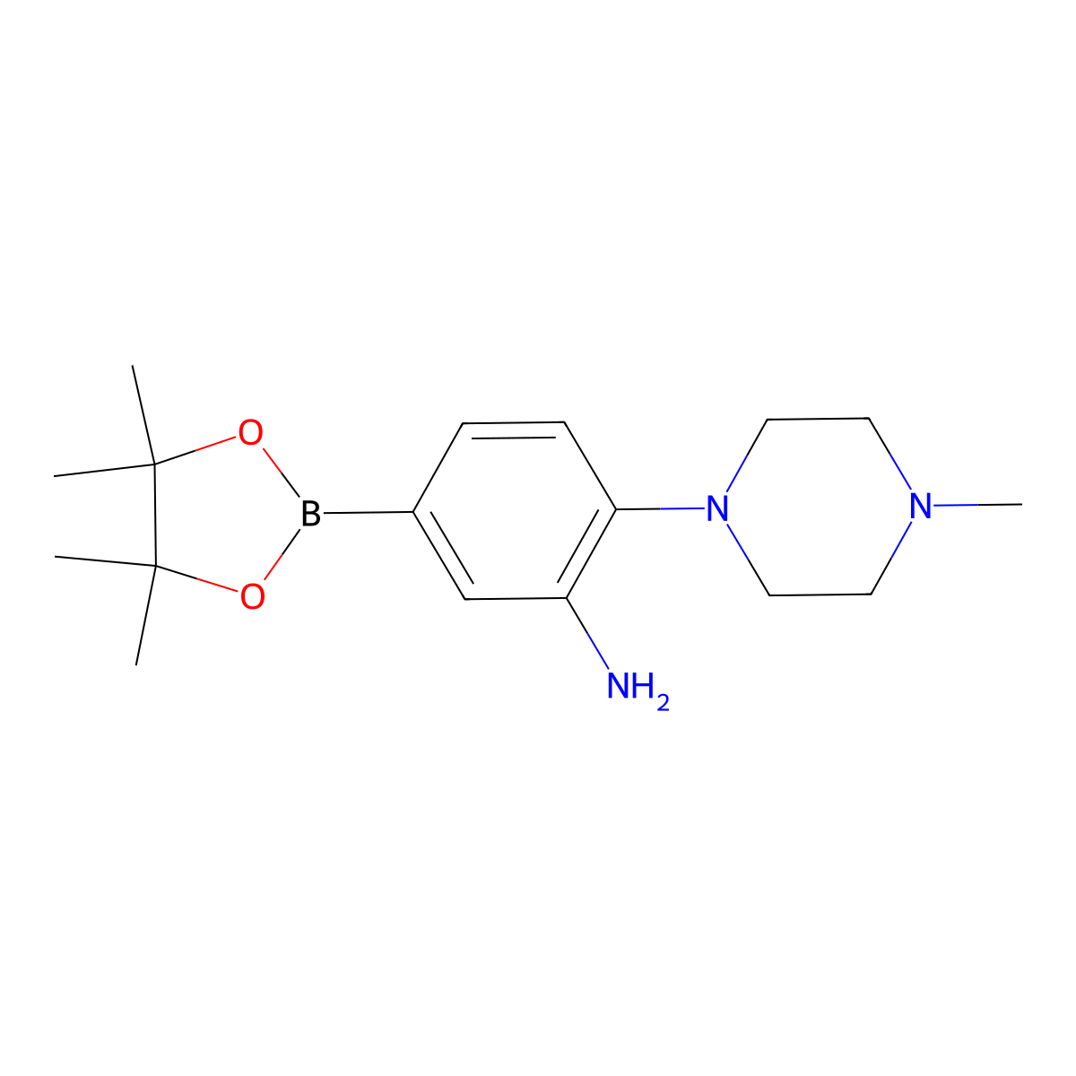 2-(4-Methylpiperazin-1-yl)-5-(tetramethyl-1,3,2-dioxaborolan-2-yl)aniline molecular structure, CAS 1629585-14-3