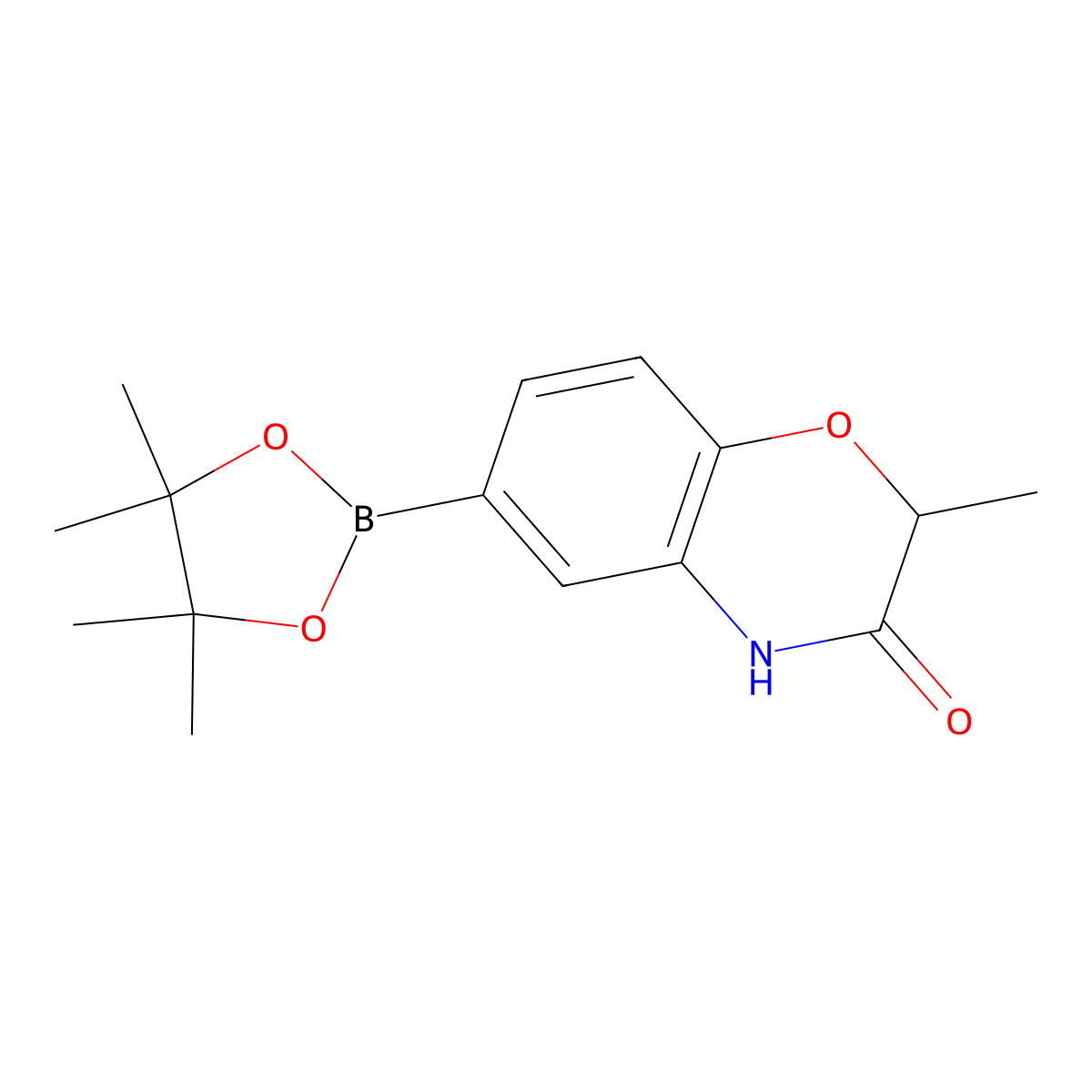 2-methyl-6-(tetramethyl-1,3,2-dioxaborolan-2-yl)-3,4-dihydro-2H-1,4-benzoxazin-3-one molecular structure, CAS 1629585-32-5