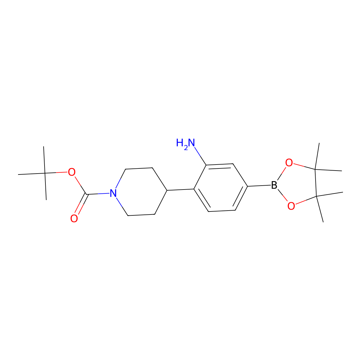 3-Amino-4-(N-Boc-piperidin-4-yl)phenylboronic acid pinacol ester molecular structure, CAS 1629585-58-5