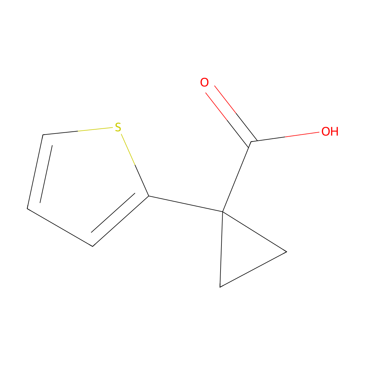 1-(Thiophen-2-yl)cyclopropane-1-carboxylic acid molecular structure, CAS 162959-94-6