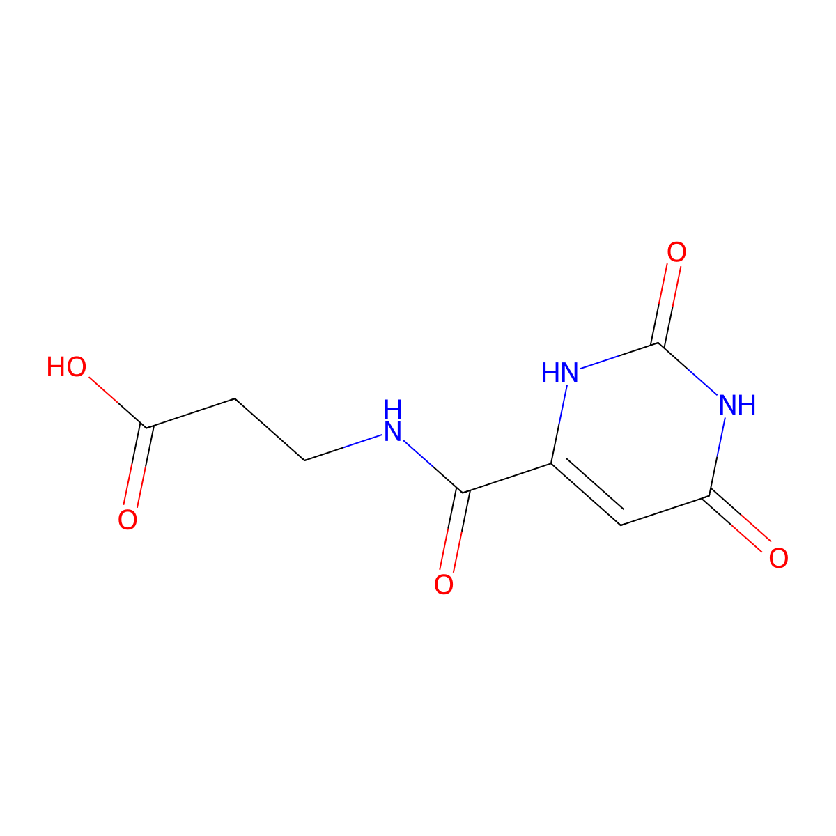 3-[(2,6-Dioxo-1,2,3,6-tetrahydropyrimidin-4-yl)formamido]propanoic acid molecular structure, CAS 16296-42-7